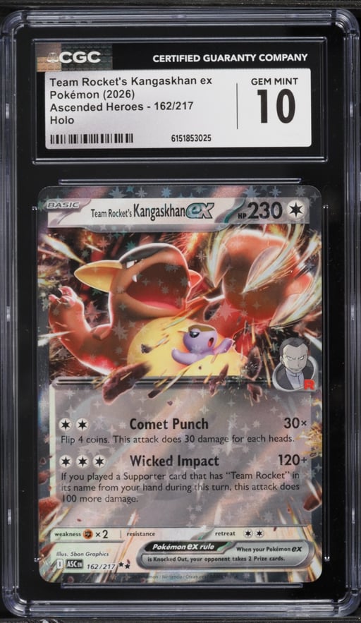 2026 Pokemon Mega Ascended Heroes Holo Team Rocket's Kangaskhan ex #162 CGC 10 GEM MINT