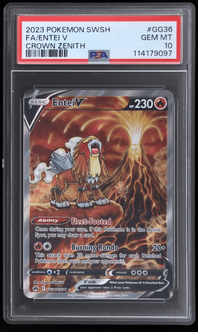2023 Pokemon Sword and Shield Crown Zenith Galarian Gallery Entei V #GG36 PSA 10