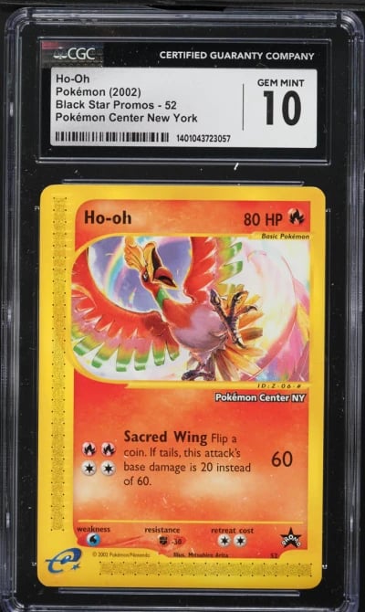 2002 Pokemon Black Star Promo Center New York Holo Ho-Oh #52 CGC 10 GEM MINT