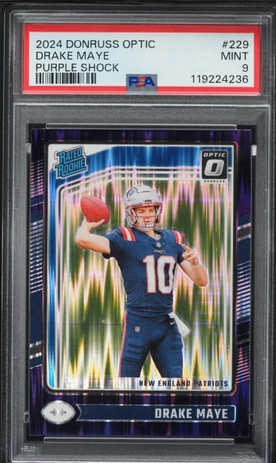 2024 Donruss Optic Purple Shock Drake Maye ROOKIE #229 PSA 9 MINT