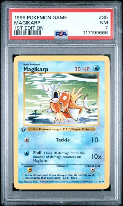 1999 POKEMON BASE SET 1ST EDITION #35 MAGIKARP PSA 7