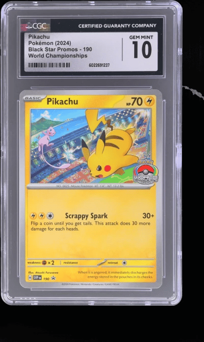 2024 Pokemon Scarlet and Violet Black Star Promo World Championships Pikachu #190 CGC 10