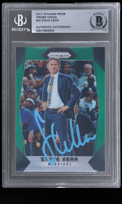 2017 Panini Prizm Green Prizm Signed Steve Kerr #50 BGS Auth