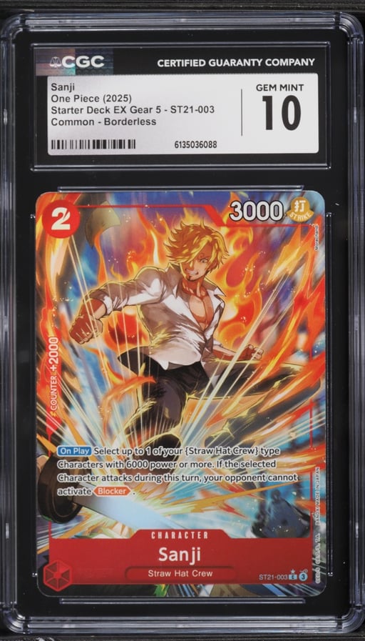 2025 One Piece Starter Deck EX Gear 5 Borderless Alt Art Sanji #ST21-003 CGC 10 GEM MINT