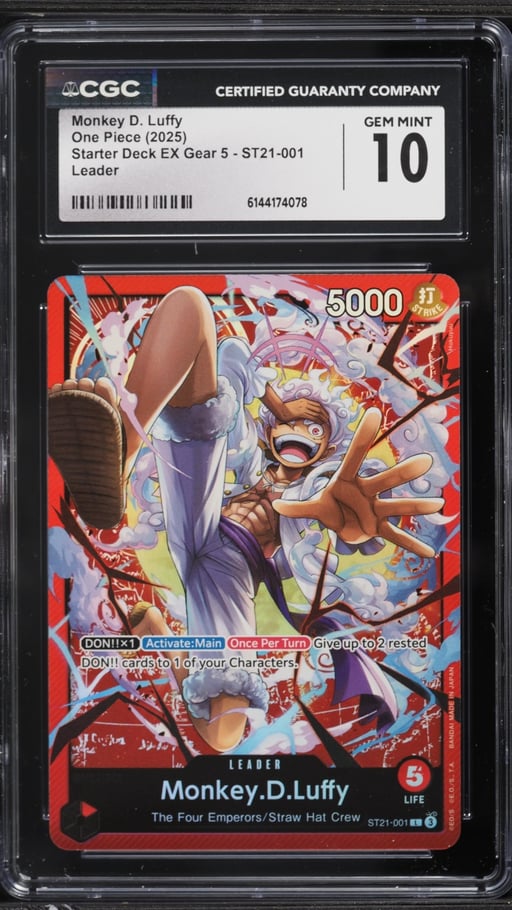 2025 One Piece Starter Deck EX Gear 5 Leader Monkey D. Luffy #ST21-001 CGC 10 GEM MINT