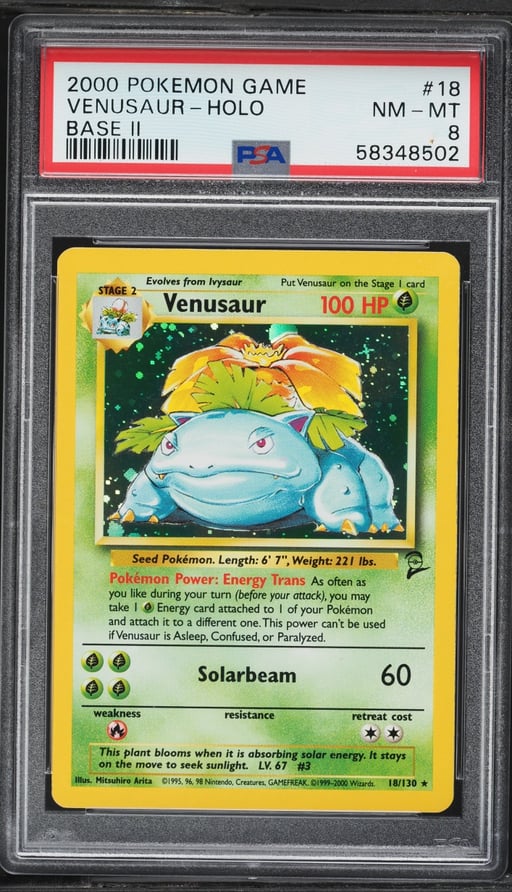 2000 Pokemon Base Set 2 Holo Venusaur #18 PSA 8 NM-MT