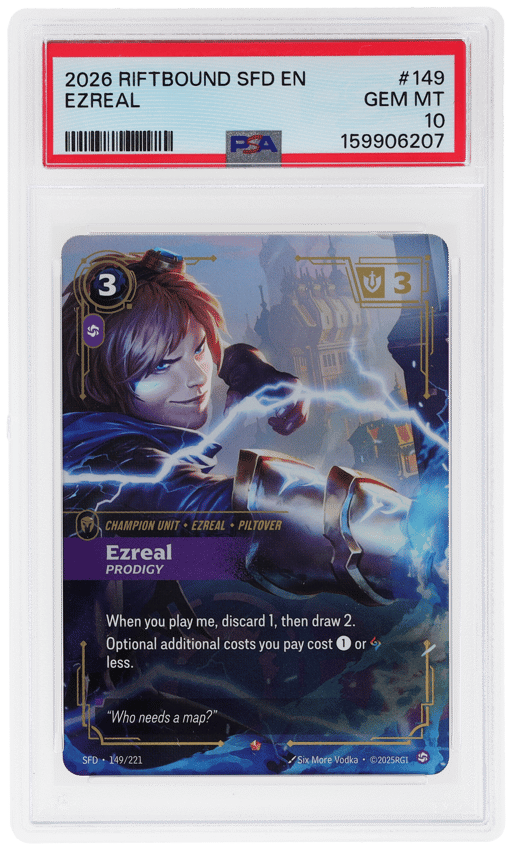 2026 Riftbound League of Legends Spiritforged Prodigy Ezreal #149 PSA 10