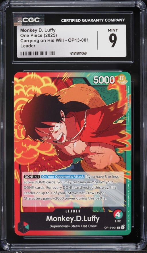 2025 One Piece Carrying On His Will Leader Monkey D. Luffy #OP13-001 CGC 9 MINT