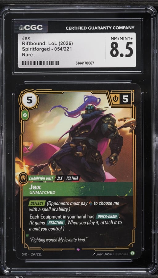 2026 Riftbound League Of Legends Spiritforged Jax #054 CGC 8.5 NM-MT+