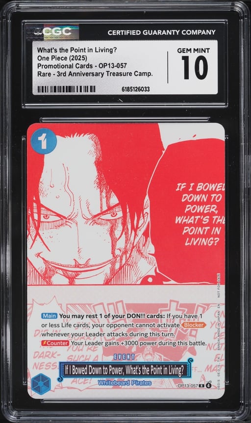 2025 One Piece Promo 3rd Anniversary Treasure Manga Alt Art What's The Point In Living? CGC 10