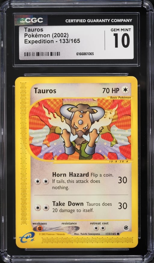 2002 Pokemon Expedition Tauros #133 CGC 10 GEM MINT