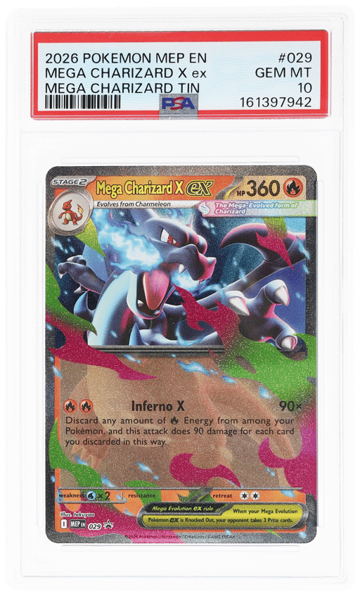 2026 Pokemon Mega Evolution Black Star Promo Mega Charizard Tin Mega Charizard X Ex #029 PSA 10