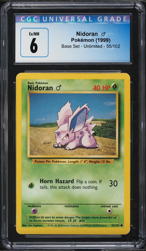 1999 Pokemon Base Set Nidoran #55 CGC 6 EXMT