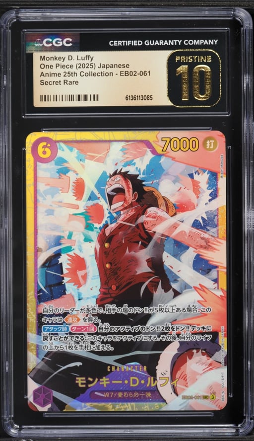 2025 One Piece Japanese Anime 25th Collection SEC Monkey D. Luffy #EB02-061 CGC 10 PRISTINE