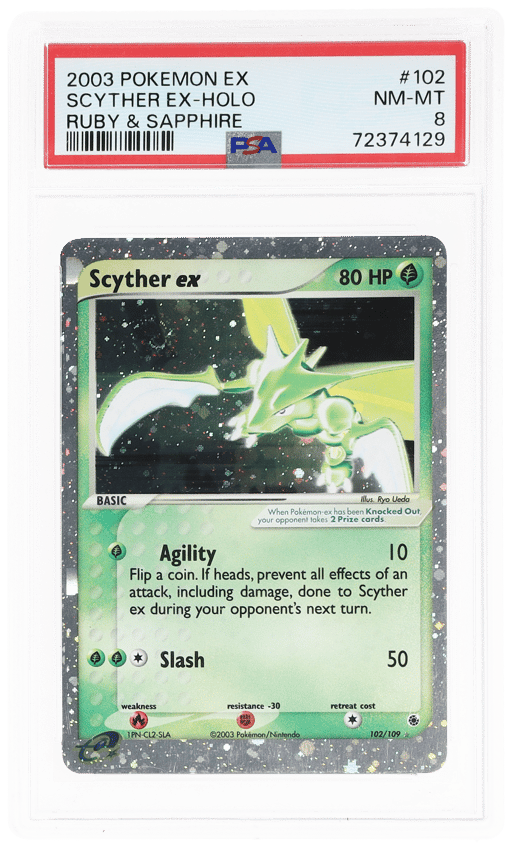 2003 Pokemon Ex Ruby and Sapphire Holo Scyther Ex #102 PSA 8