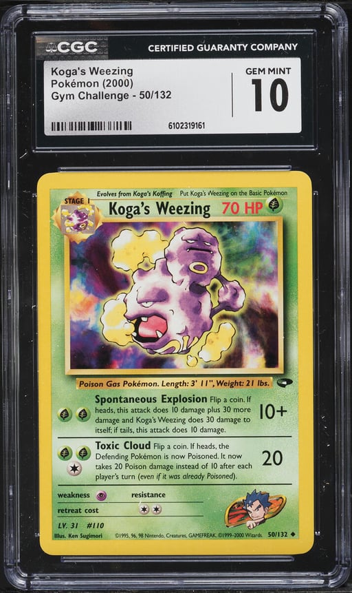 2000 Pokemon Gym Challenge Koga's Weezing #50 CGC 10 GEM MINT
