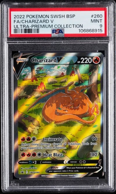 2022 POKEMON SWSH BLACK STAR PROMO #260 FULL ART/CHARIZARD V PSA 9