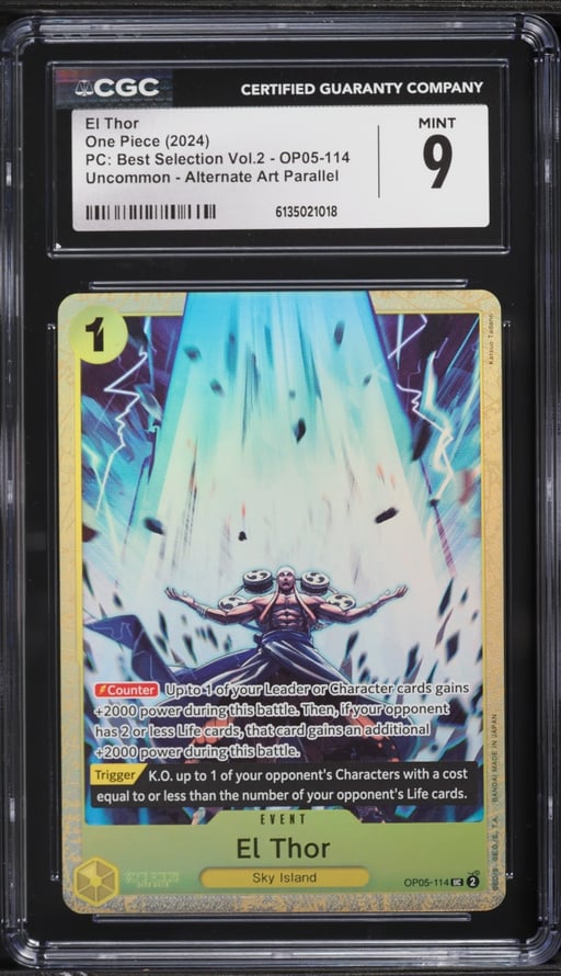2024 One Piece PC Best Selection Vol.2 Alt Art El Thor #OP05-114 CGC 9 MINT