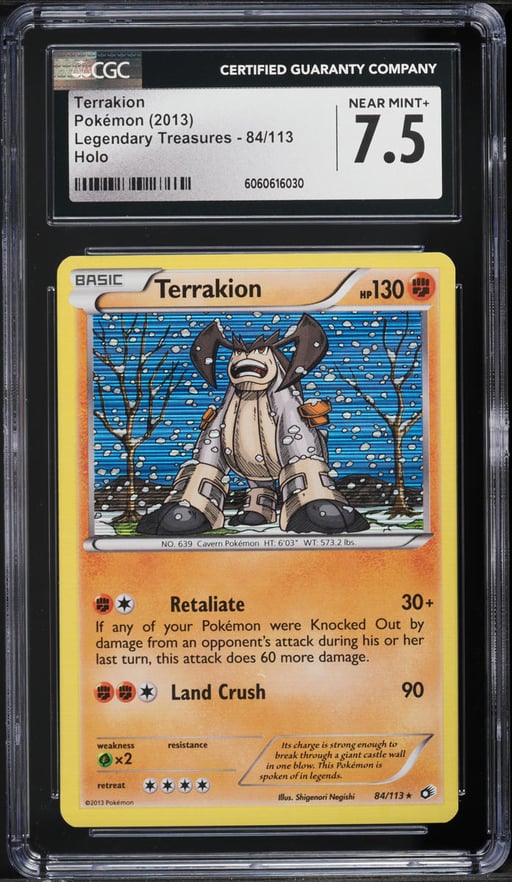 2013 Pokemon Black & White Legendary Treasures Holo Terrakion #84 CGC 7.5 NRMT+
