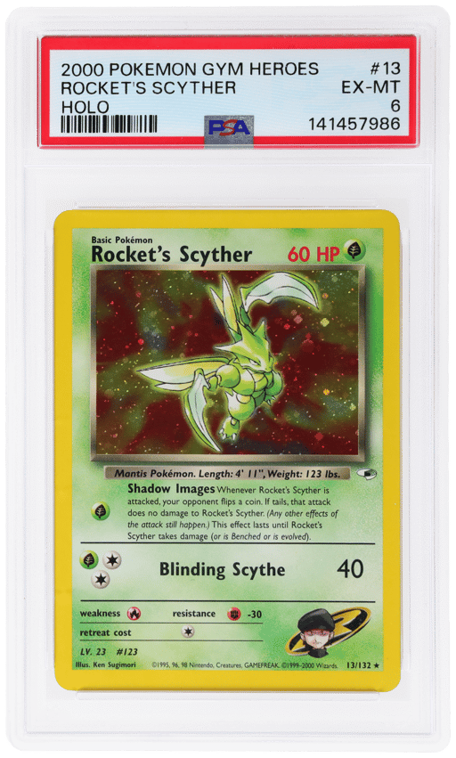 2000 Pokemon Gym Heroes Holo Rocket's Scyther #13 PSA 6