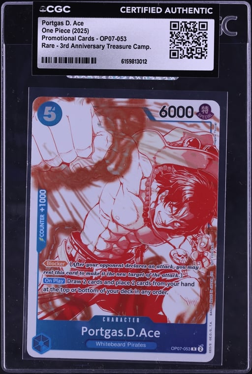 2025 One Piece Promo 3rd Anniversary Treasure Portgas D. Ace #OP07-053 CGC AUTH