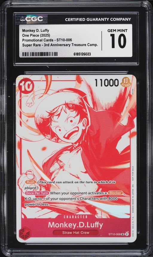 2025 One Piece Promo 3rd Treasure Campaign Super Rare Monkey D. Luffy #ST10-006 CGC 10 GEM MINT