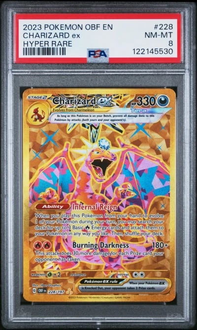 2023 POKEMON OBF EN-OBSIDIAN FLAMES HYPER RARE #228 CHARIZARD EX PSA 8