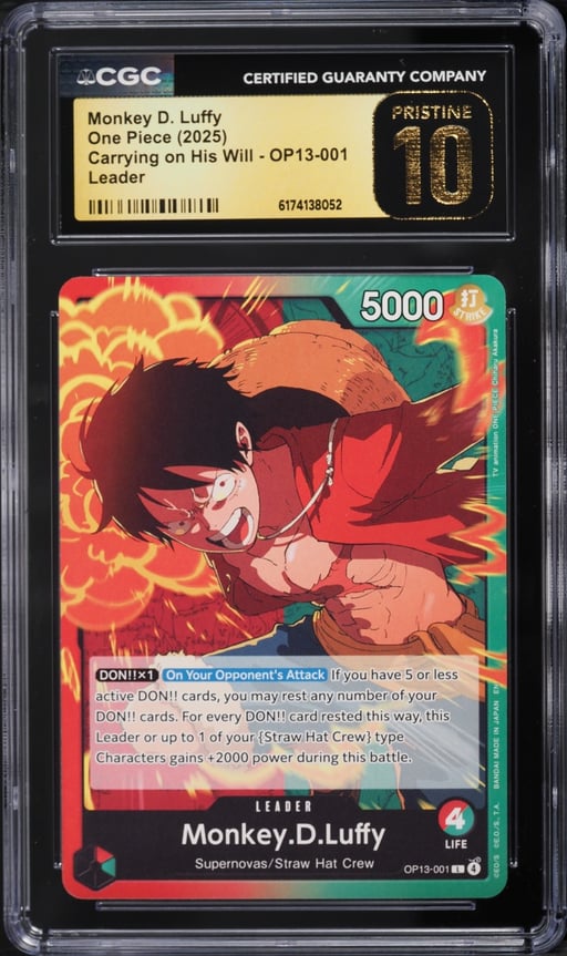 2025 One Piece Carrying on His Will Monkey D. Luffy #OP13-001 CGC 10 PRISTINE