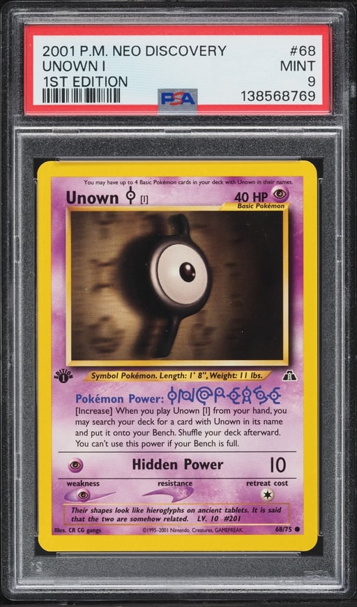 2001 Pokemon Neo Discovery 1st Edition Unown I #68 PSA 9 MINT