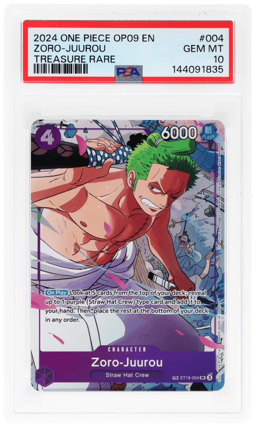 2024 One Piece Emperors In the New World Treasure Rare Zoro Juurou #ST18004 PSA 10