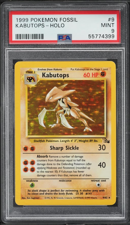 1999 Pokemon Fossil Holo Kabutops #9 PSA 9 MINT