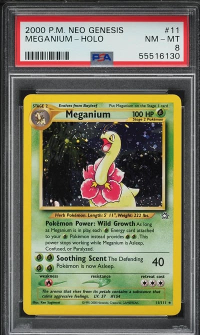 2000 Pokemon Neo Genesis Holo Meganium #11 PSA 8 NM-MT