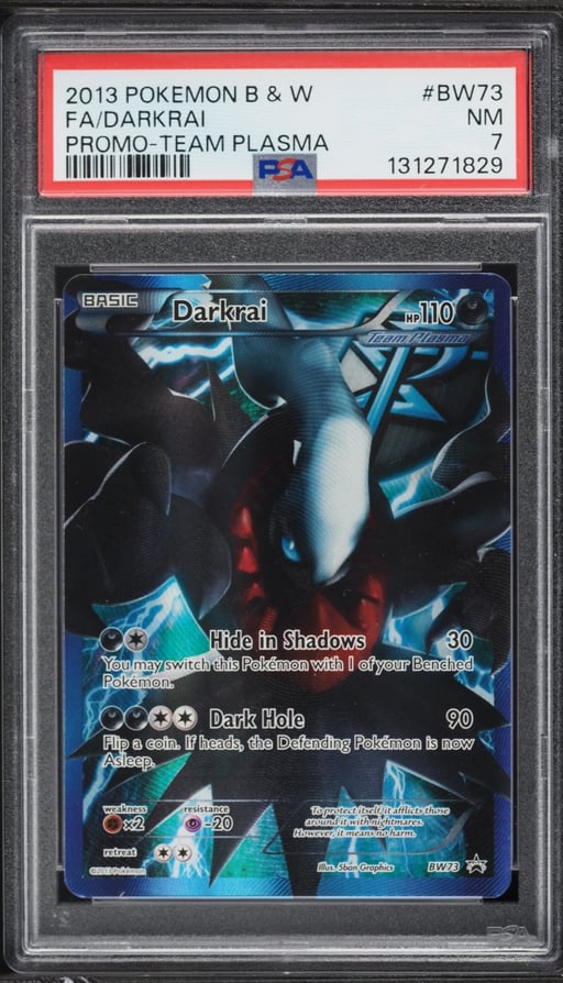 2013 Pokemon Black & White Black Star Promo Team Plasma Full Art Darkrai #BW73 PSA 7 NRMT