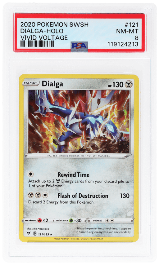 2020 Pokemon Sword and Shield Vivid Voltage Holo Dialga #121 PSA 8