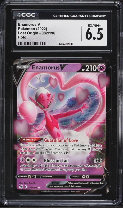 2022 Pokemon Sword & Shield Lost Origin Holo Enamorus V #82 CGC 6.5 EXMT+