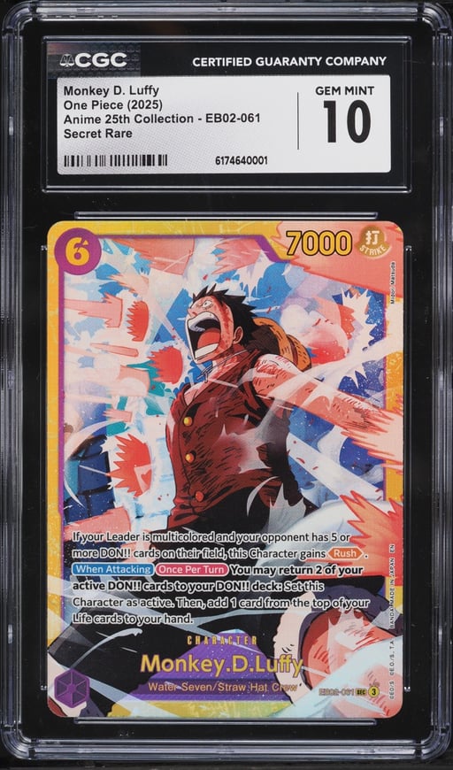 2025 One Piece Anime 25th Collection SEC Monkey D. Luffy #EB02-061 CGC 10 GEM MINT