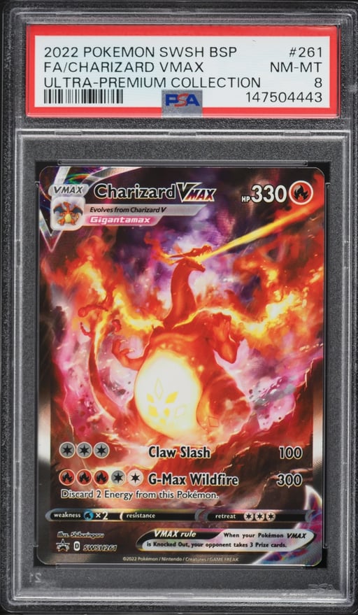 2022 Pokemon Sword & Shield Promo Ultra Premium Full Art Charizard VMAX #261 PSA 8 NM-MT