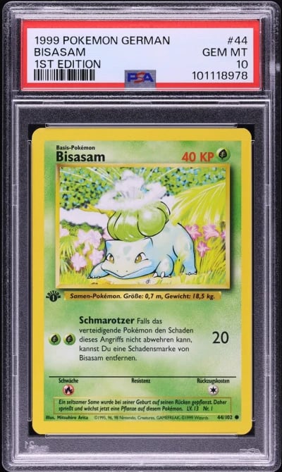 1999 Pokemon German Base Set 1st Edition Bulbasaur #44 PSA 10 GEM MINT