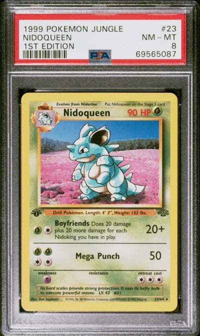 1999 POKEMON JUNGLE 1ST ED #23 NIDOQUEEN PSA 8