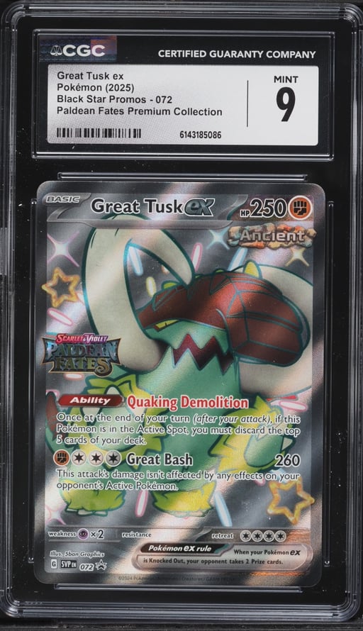 2025 Pokemon SV Promo Paldean Fates Premium Full Art Great Tusk EX #72 CGC 9 MINT