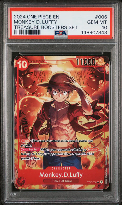 2024 ONE PIECE PROMOS 006 MONKEY D. LUFFY TREASURE BOOSTERS SET PSA 10