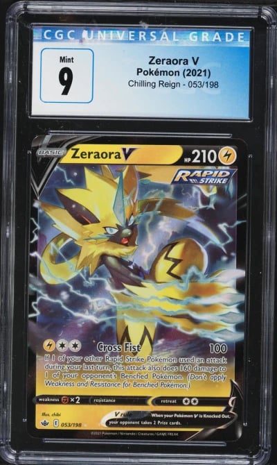 2021 Pokemon Sword & Shield Chilling Reign Zeraora V #53 CGC 9 MINT