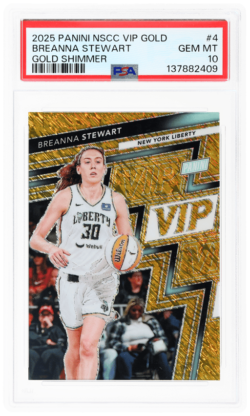 2025 Panini National Sports Collectors Convention VIP Gold Gold Shimmer Breanna Stewart #4 8/10 PSA 10
