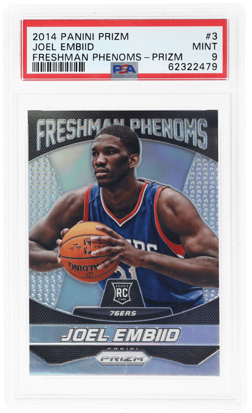 2014 Panini Prizm Freshman Phenoms Prizm Joel Embiid #3 PSA 9