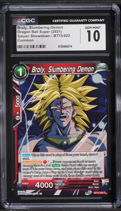 2021 Dragon Ball Super Saiyan Showdown Broly Slumbering Demon #BT15-022 CGC 10 GEM MINT
