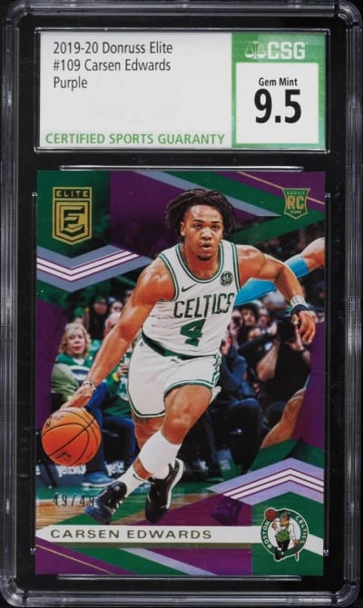 2019 Donruss Elite Purple Carsen Edwards ROOKIE /49 #109 CSG 9.5 GEM MINT