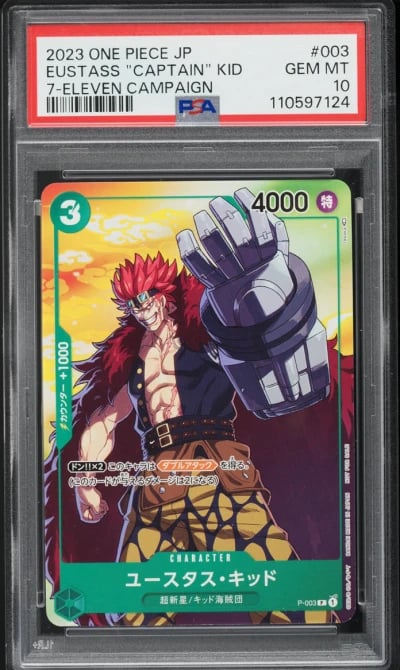 2023 One Piece Japanese Promo 7-Eleven Eustass "Captain" Kid #P-003 PSA 10 GEM