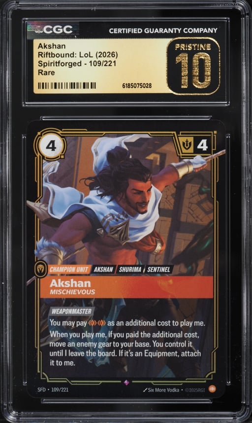 2026 Riftbound League Of Legends LoL Spiritforged Akshan #109 CGC 10 PRISTINE