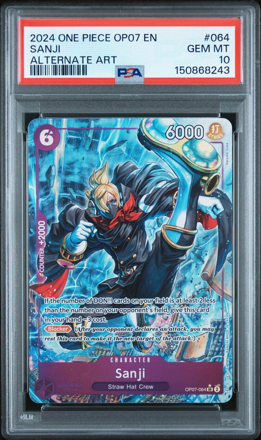 2024 ONE PIECE OP07-500 YEARS IN THE FUTURE 064 SANJI ALTERNATE ART PSA 10