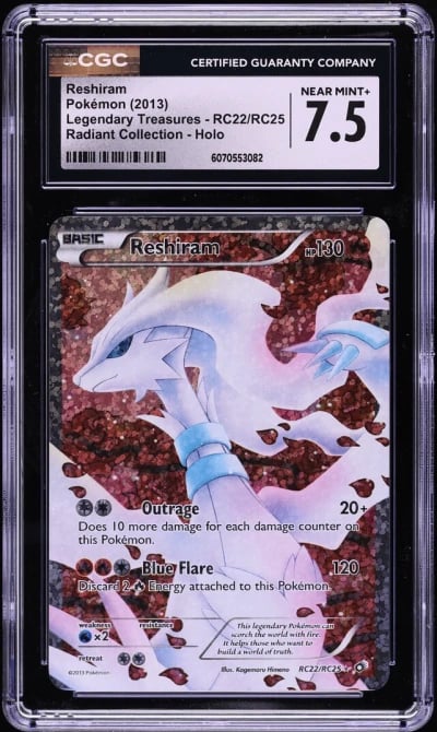 2013 Pokemon BW Legendary Treasures Radiant Collection Reshiram #RC22 CGC 7.5